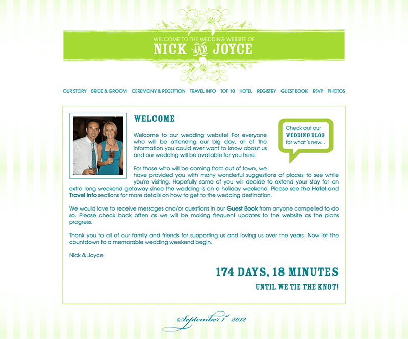 Nick and Joyce Wedding Website