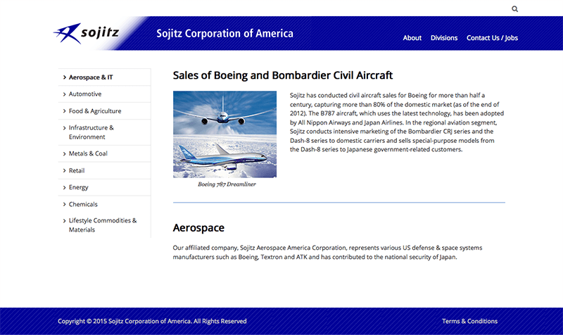 Sojitz Americas Website